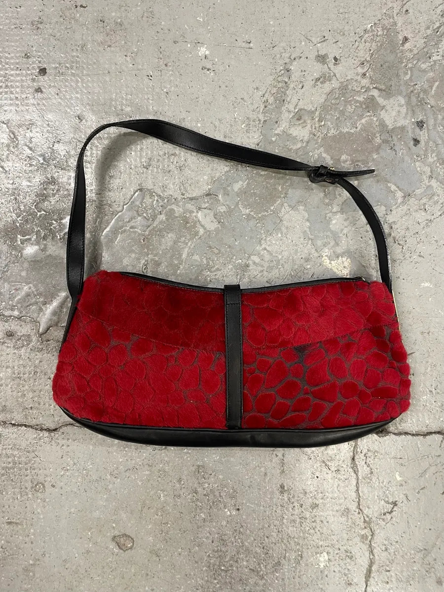 2000s Roberto Cavalli Red Velvet Baguette Bag (OS) 1
