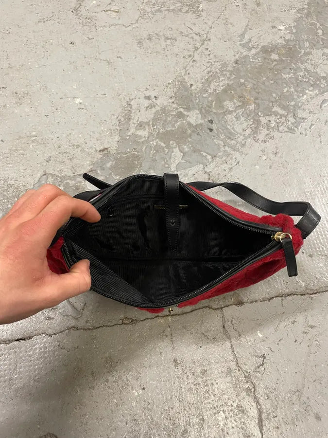 2000s Roberto Cavalli Red Velvet Baguette Bag (OS) 2