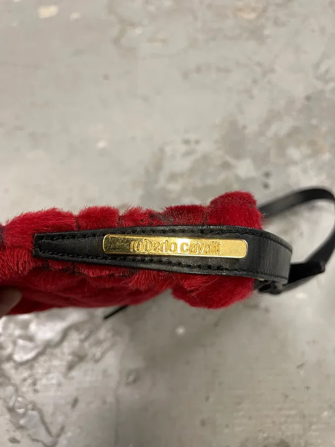 2000s Roberto Cavalli Red Velvet Baguette Bag (OS) 3
