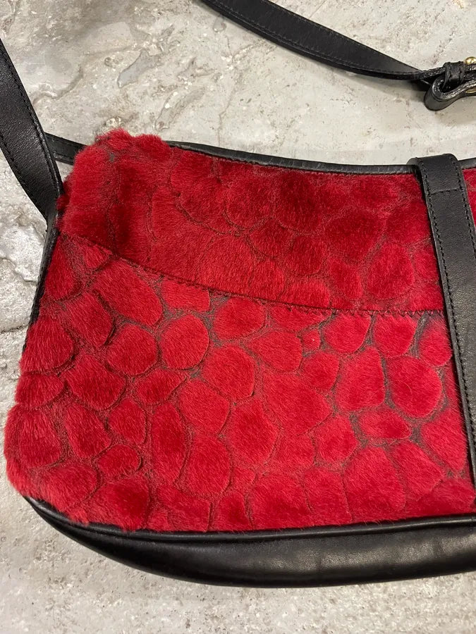 2000s Roberto Cavalli Red Velvet Baguette Bag (OS) 5