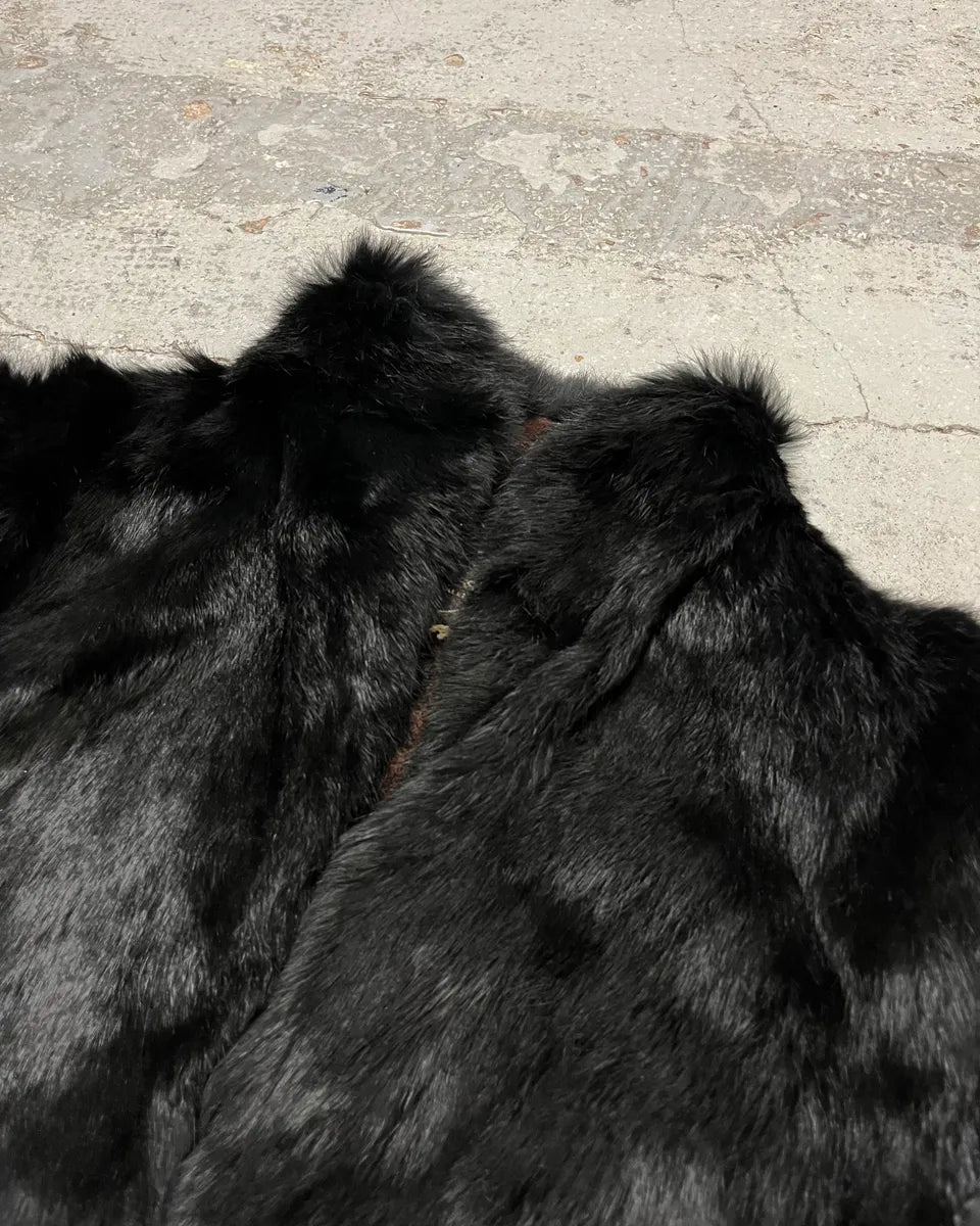 2000s Roberto Cavalli Reversible Black Fur Puffer & Ornament Brown Jacket RmURyhy 10