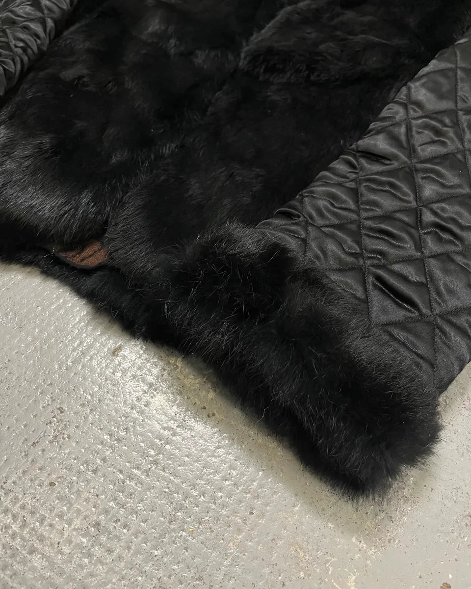 2000s Roberto Cavalli Reversible Black Fur Puffer & Ornament Brown Jacket RmURyhy 11