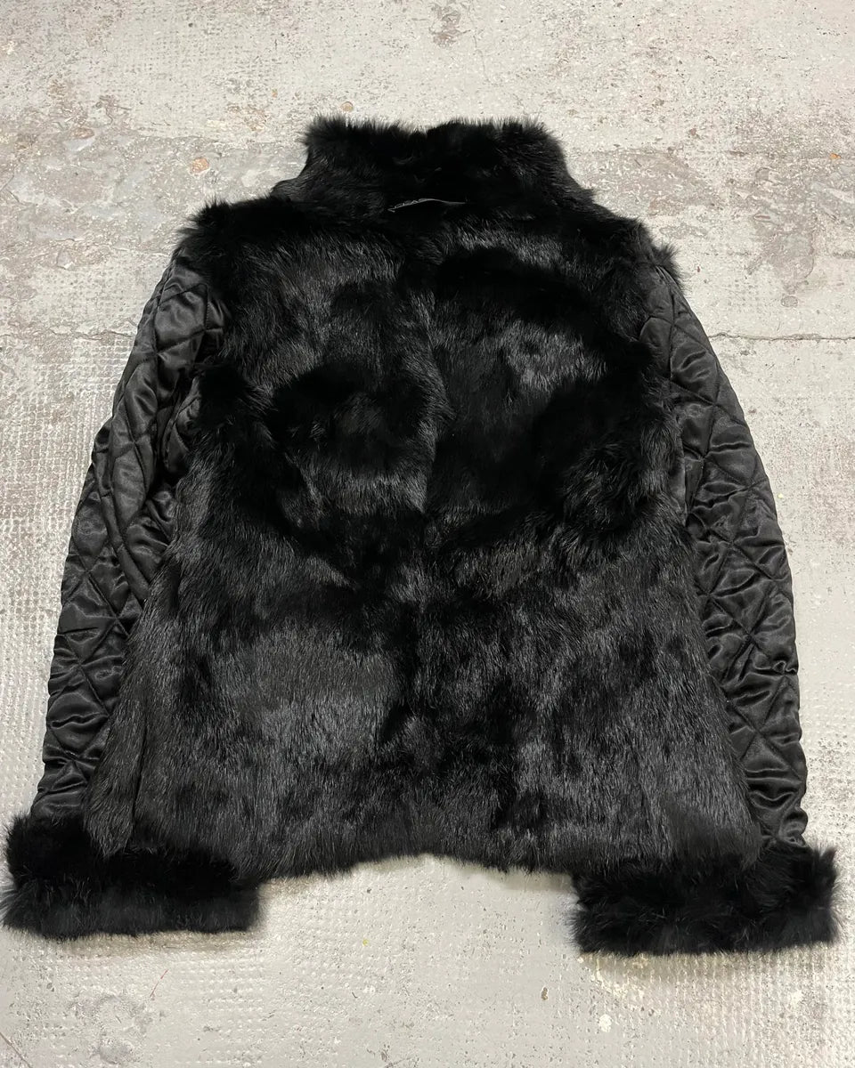 2000s Roberto Cavalli Reversible Black Fur Puffer & Ornament Brown Jacket RmURyhy 12