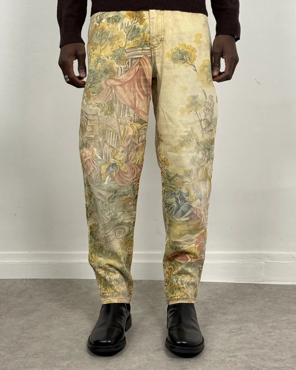 AW1996 Roberto Cavalli Roman Landscape Beige Pants orDTqsu 0