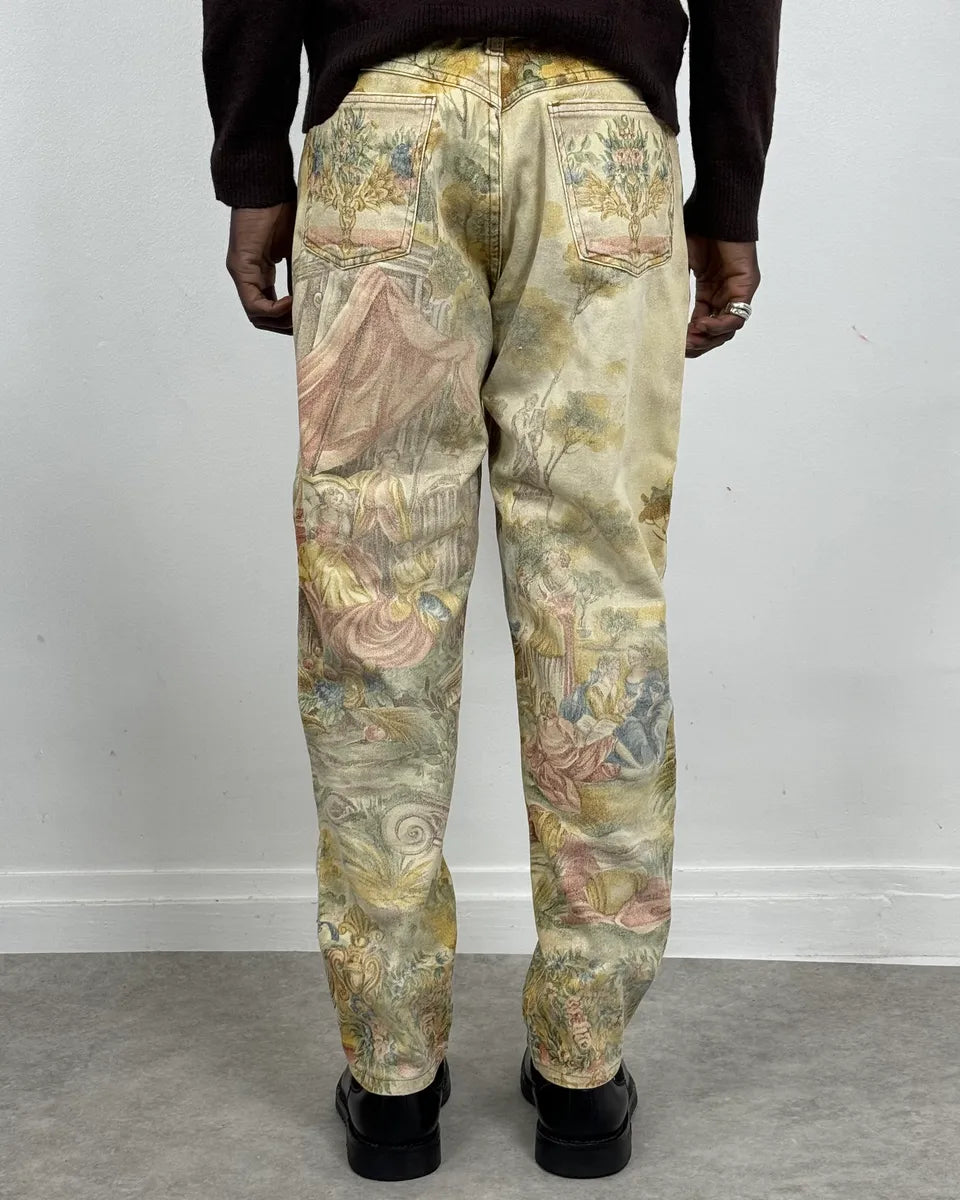 AW1996 Roberto Cavalli Roman Landscape Beige Pants orDTqsu 2