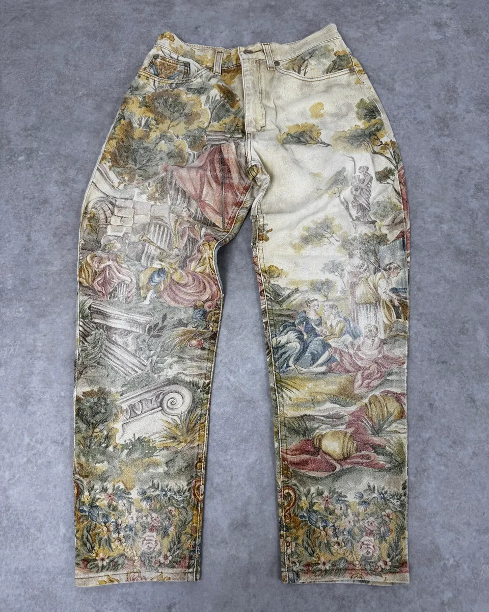 AW1996 Roberto Cavalli Roman Landscape Beige Pants orDTqsu 3