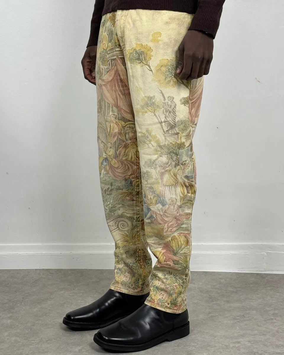 AW1996 Roberto Cavalli Roman Landscape Beige Pants orDTqsu 1