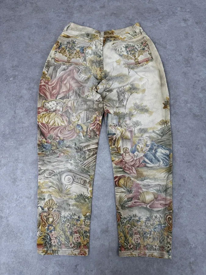AW1996 Roberto Cavalli Roman Landscape Beige Pants orDTqsu 4
