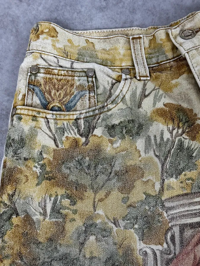 AW1996 Roberto Cavalli Roman Landscape Beige Pants orDTqsu 7