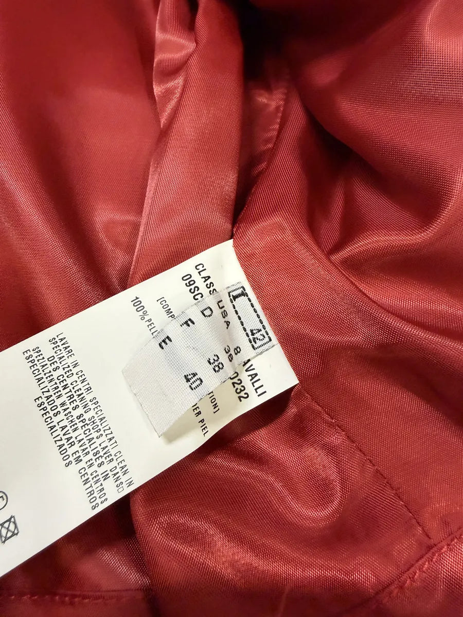 2000s Roberto Cavalli Roses Flowers Patchwork Red Leather Jacket BDZxsJY 5