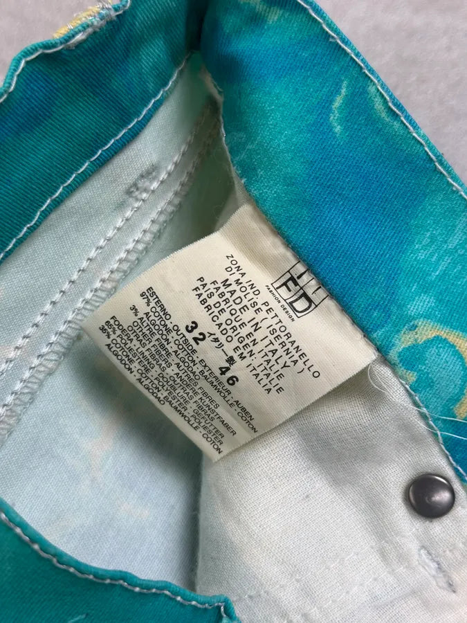 2000s Roberto Cavalli Royal Exotic Blue Turquoise Cotton Pants piudWxq 10