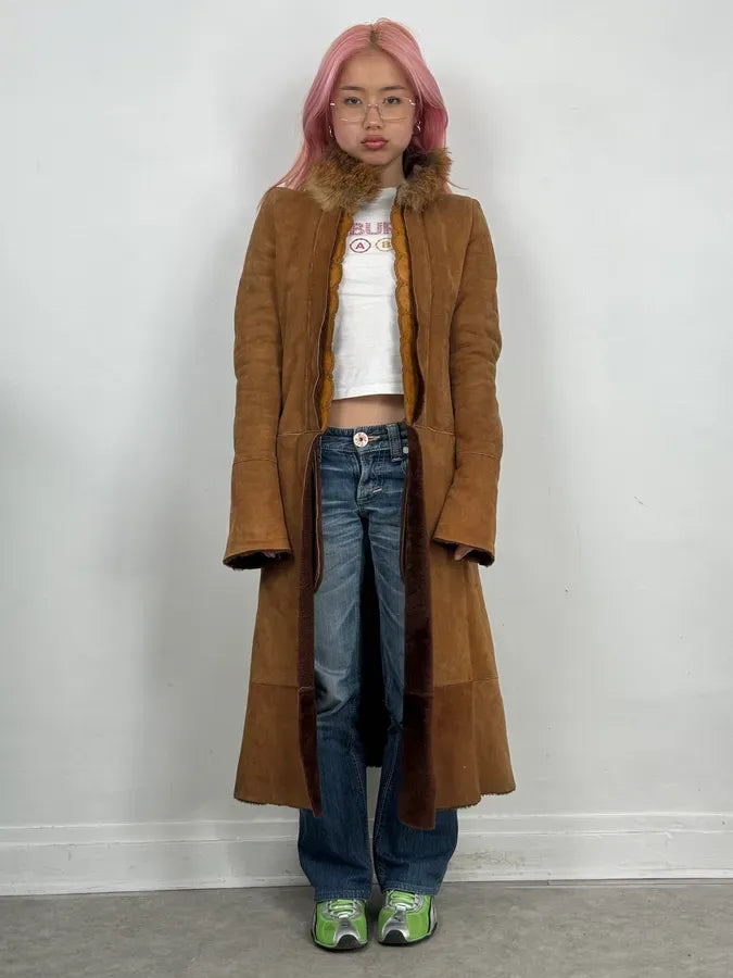 2000s Roberto Cavalli Royal Leather Long Camel Coat QfbxyDz 1