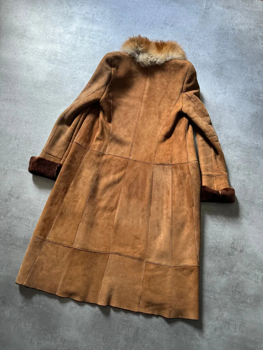 2000s Roberto Cavalli Royal Leather Long Camel Coat QfbxyDz 6