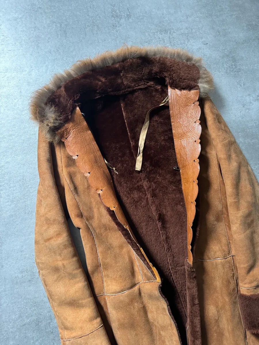 2000s Roberto Cavalli Royal Leather Long Camel Coat QfbxyDz 9
