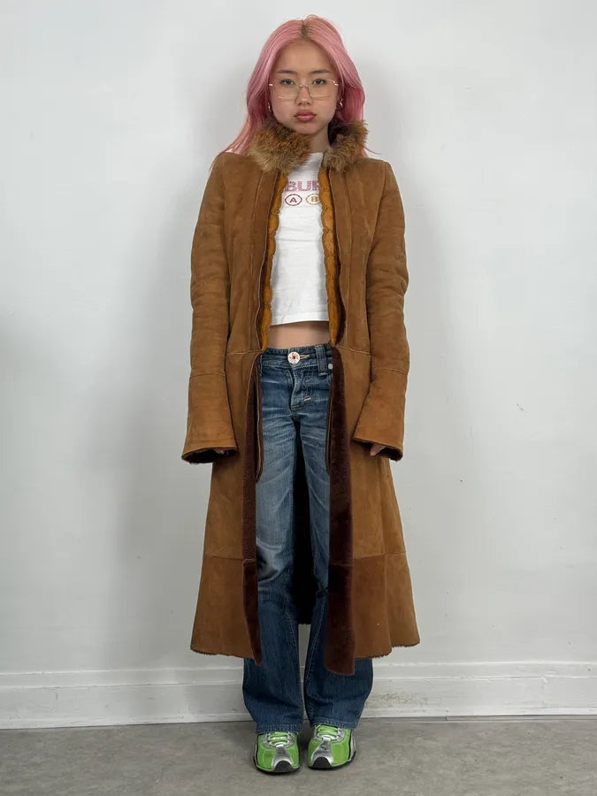 2000s Roberto Cavalli Royal Leather Long Camel Coat QfbxyDz 1