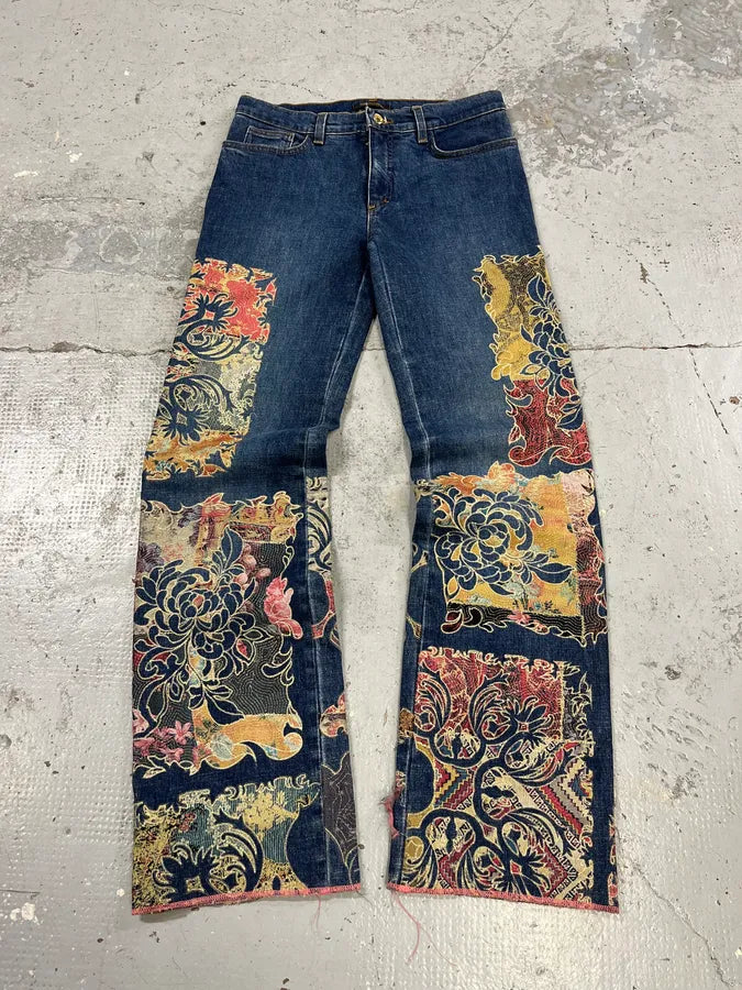 2000s Roberto Cavalli Royal Premium Embroidered Blue Denim Jeans yCVukdU 1