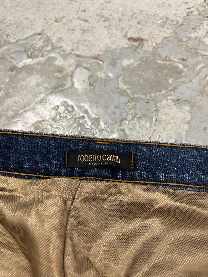 2000s Roberto Cavalli Royal Premium Embroidered Blue Denim Jeans yCVukdU 10