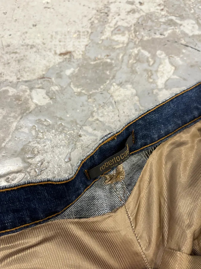 2000s Roberto Cavalli Royal Premium Embroidered Blue Denim Jeans yCVukdU 12