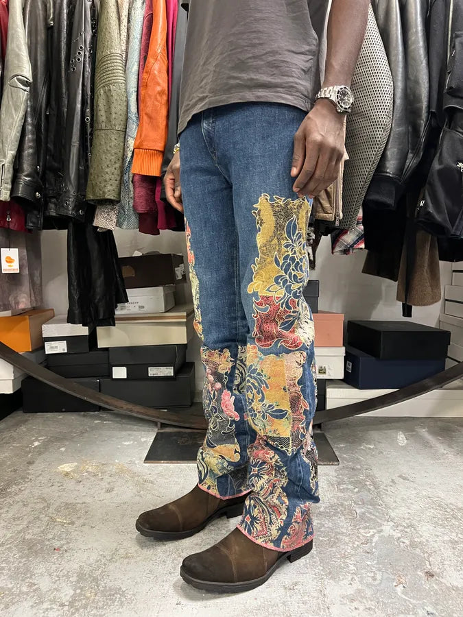 2000s Roberto Cavalli Royal Premium Embroidered Blue Denim Jeans yCVukdU 3
