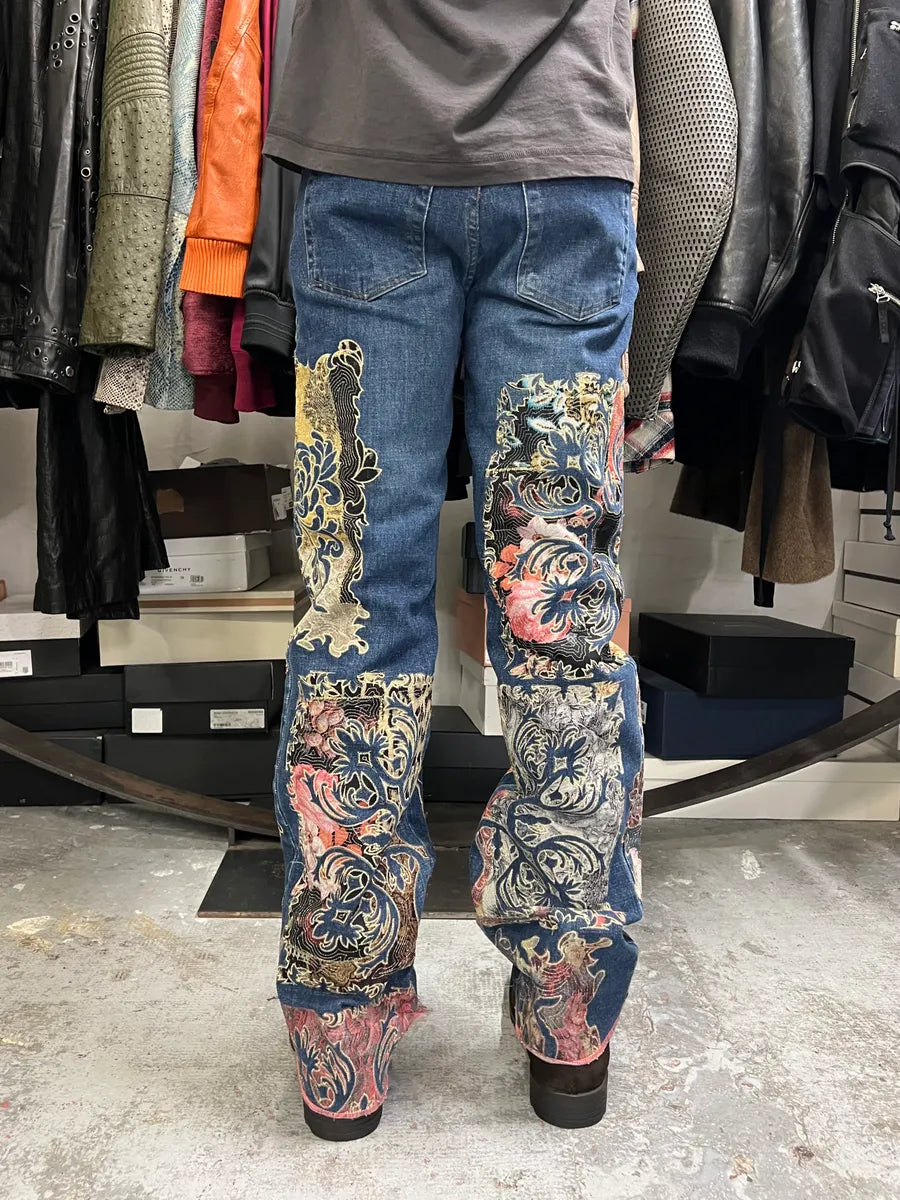 2000s Roberto Cavalli Royal Premium Embroidered Blue Denim Jeans yCVukdU 4