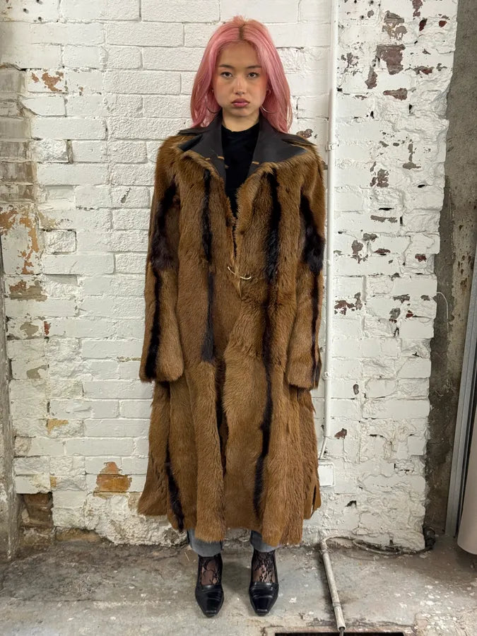 2000s Roberto Cavalli Royal Reversible Long Fur Brown Coat pKgIvcT 1