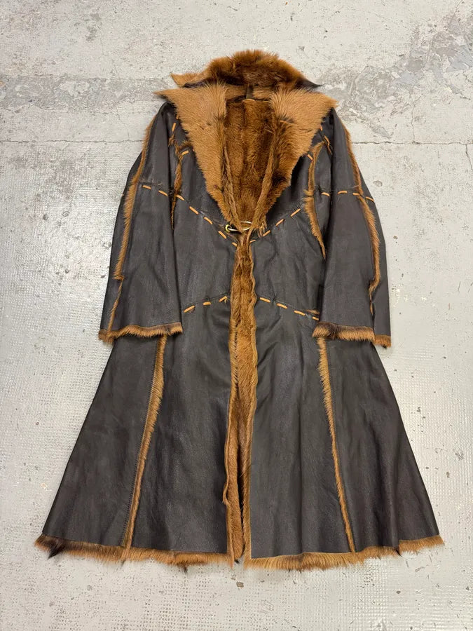 2000s Roberto Cavalli Royal Reversible Long Fur Brown Coat pKgIvcT 2