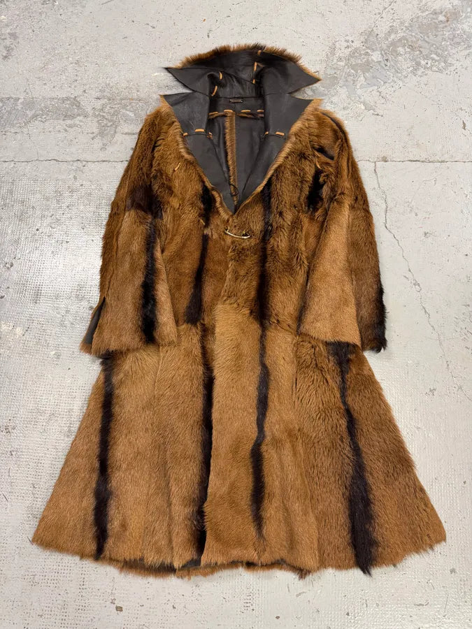 2000s Roberto Cavalli Royal Reversible Long Fur Brown Coat pKgIvcT 6