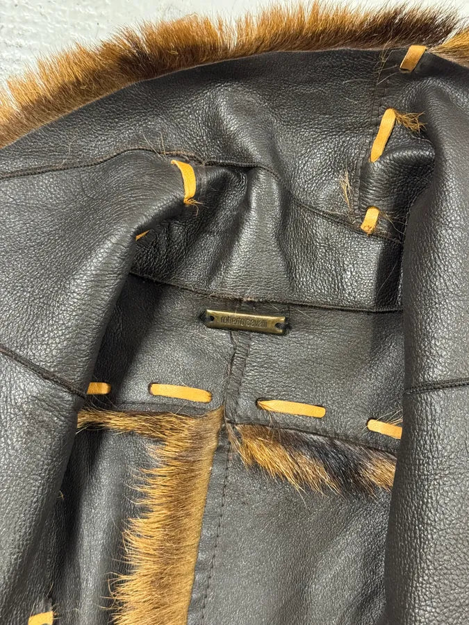 2000s Roberto Cavalli Royal Reversible Long Fur Brown Coat pKgIvcT 9