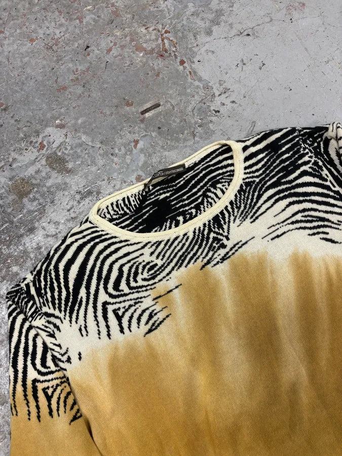 2000s Roberto Cavalli Safari White & Camel Zebra Longsleeves MdOzYiK 2