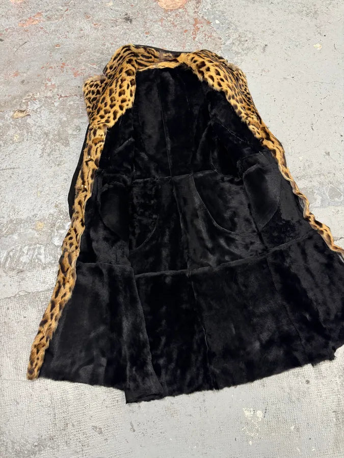 2000s Roberto Cavalli Sample Leopard Fur & Python Shearling Leather Long Coat vbJMdlS 9