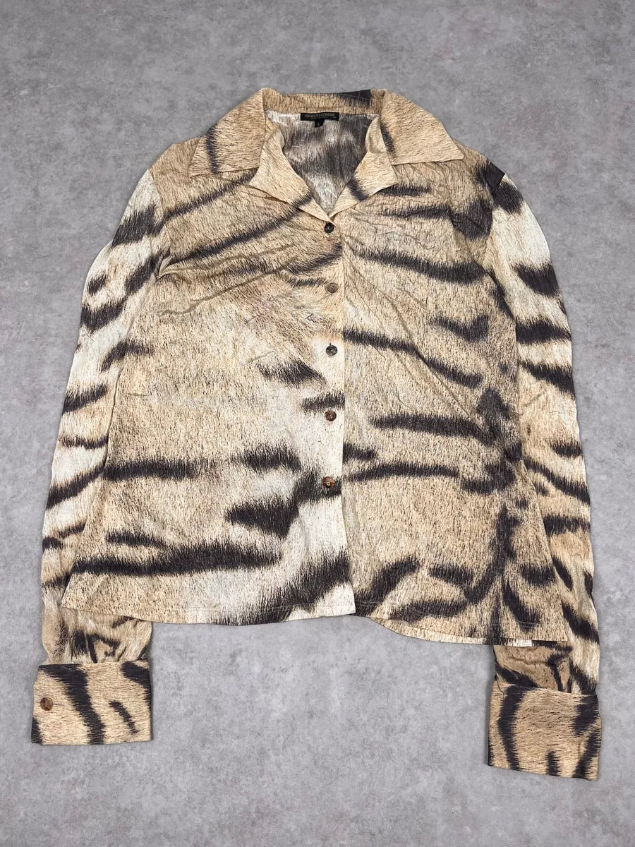 2000s Roberto Cavalli Savage Zebra Silk Shirt pjdOane 0