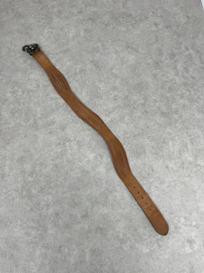 2000s Roberto Cavalli Scorpio Fringe Beige Leather Belt ZEjkcMc 6