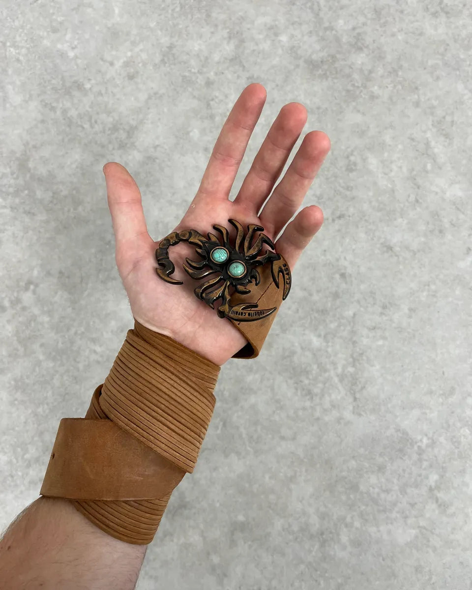 2000s Roberto Cavalli Scorpio Fringe Beige Leather Belt ZEjkcMc 1