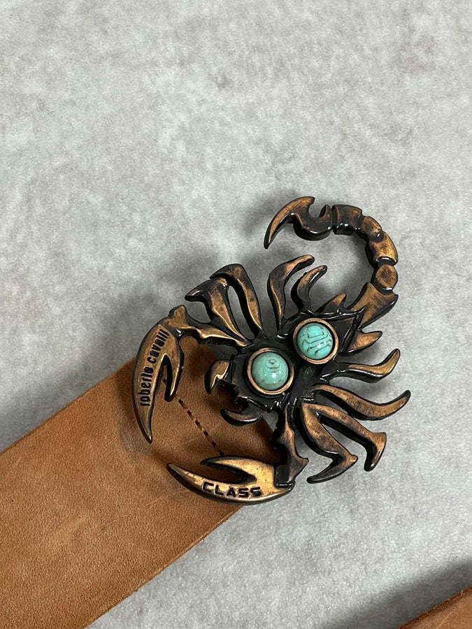 2000s Roberto Cavalli Scorpio Fringe Beige Leather Belt ZEjkcMc 5