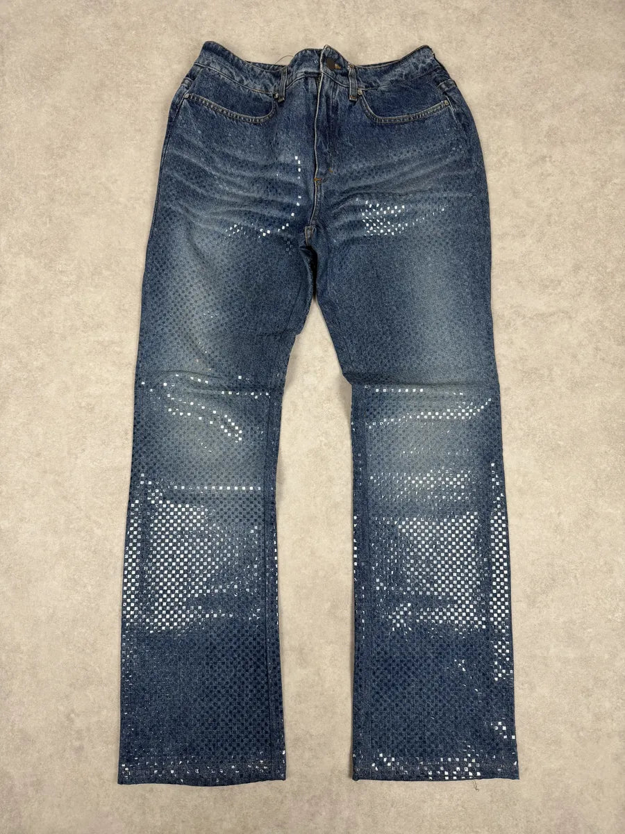 2000s Roberto Cavalli Shiny Blue Denim Jeans bhxlZuG 0