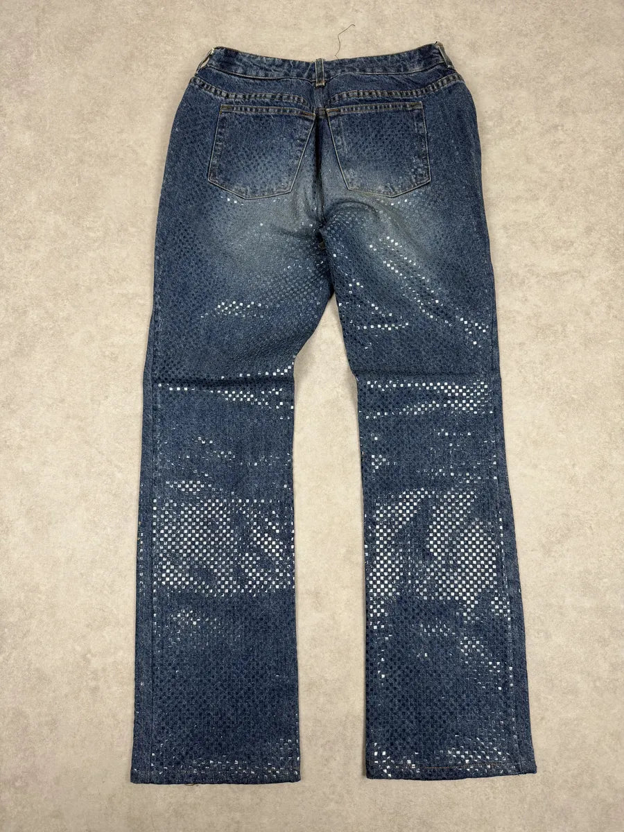 2000s Roberto Cavalli Shiny Blue Denim Jeans bhxlZuG 1