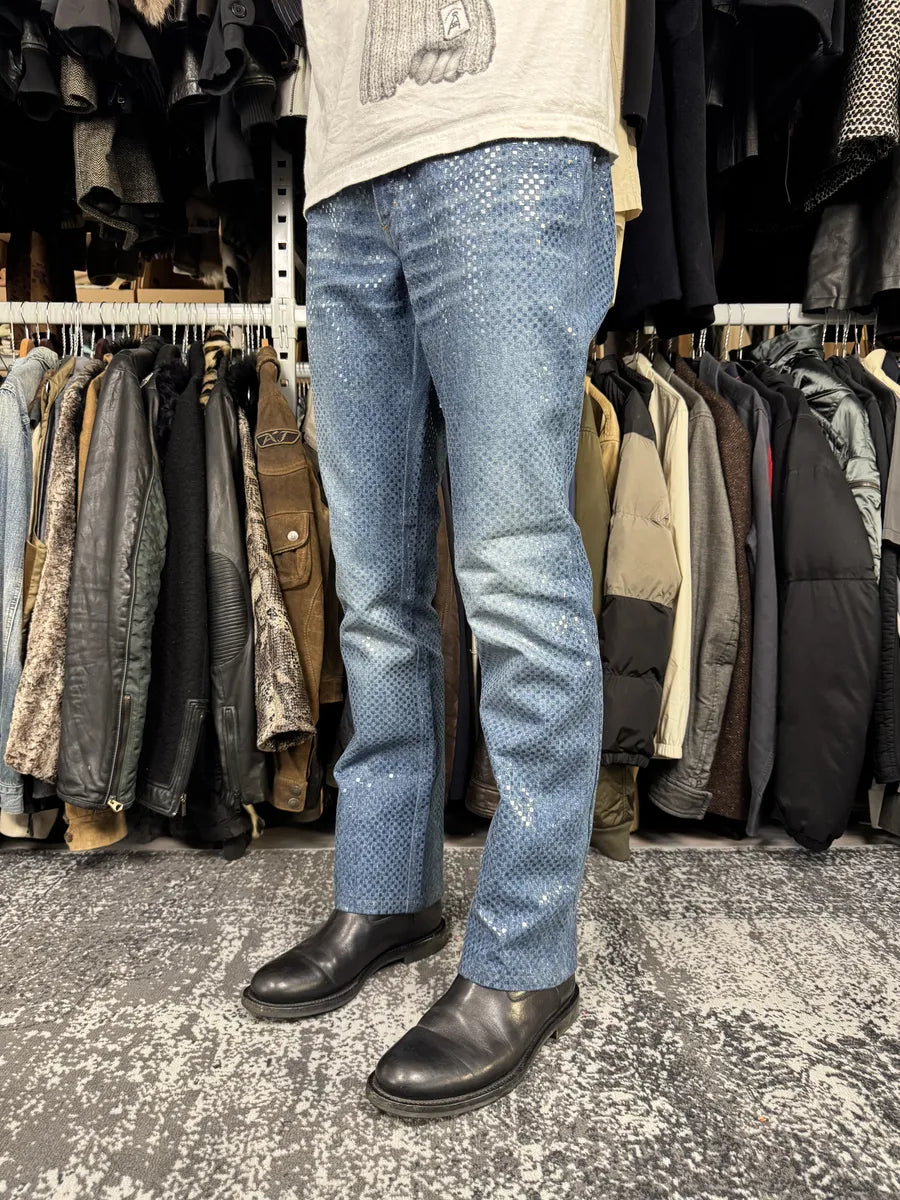 2000s Roberto Cavalli Shiny Blue Denim Jeans bhxlZuG 2