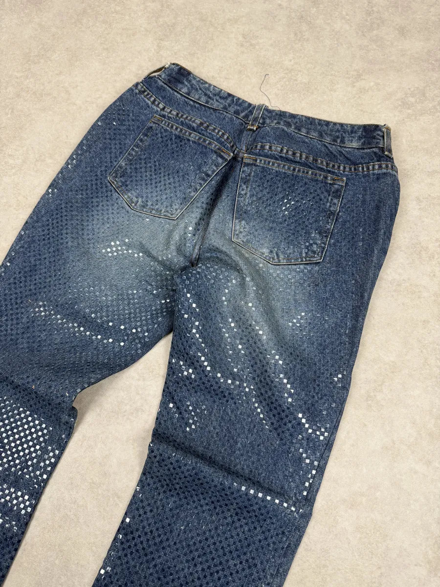 2000s Roberto Cavalli Shiny Blue Denim Jeans bhxlZuG 5