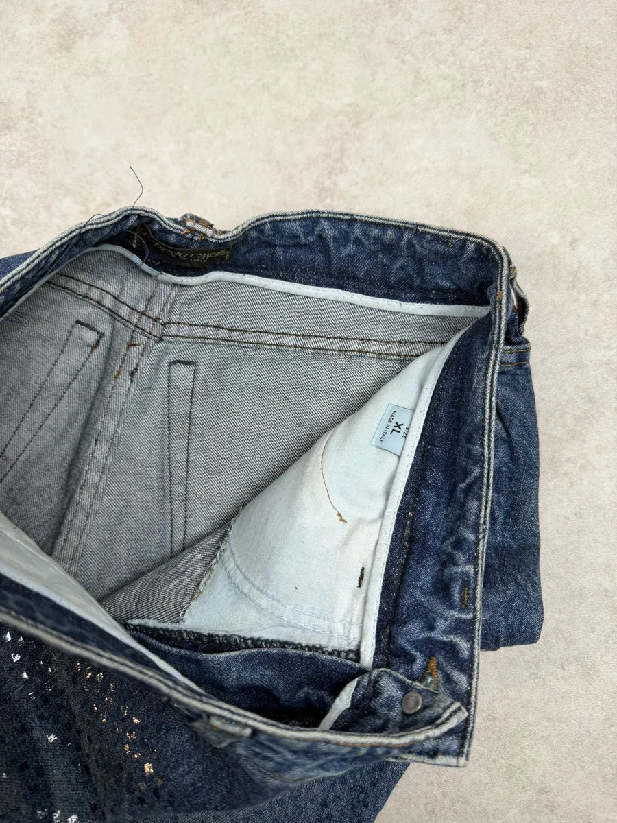 2000s Roberto Cavalli Shiny Blue Denim Jeans bhxlZuG 7