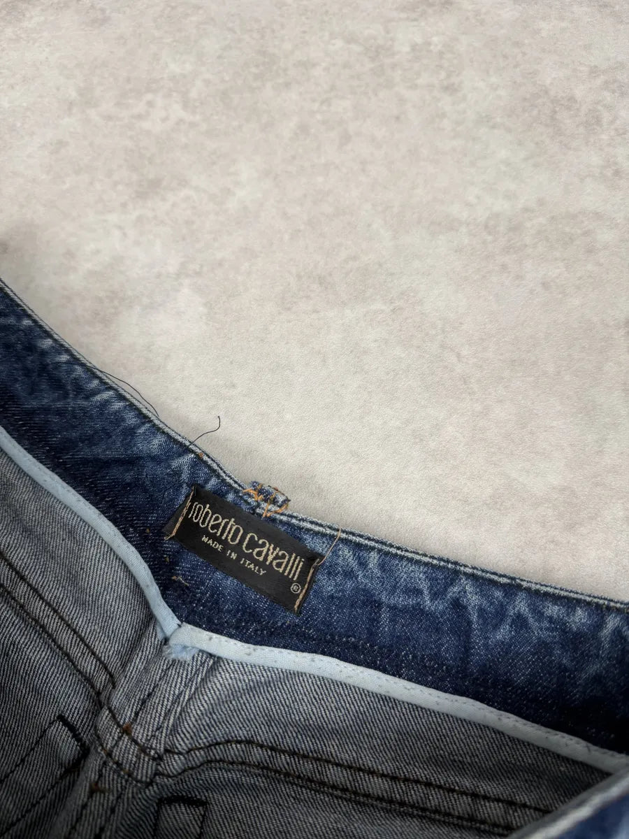 2000s Roberto Cavalli Shiny Blue Denim Jeans bhxlZuG 8