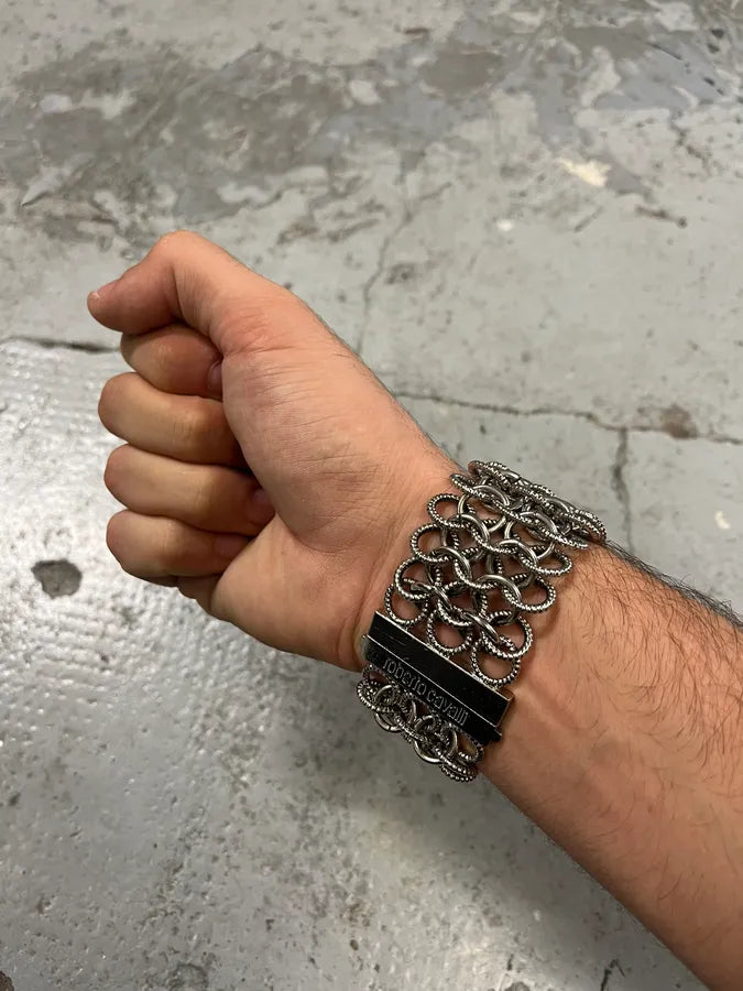 2000s Roberto Cavalli Silver Chain Blue Dial Watch UPFKfJy 2