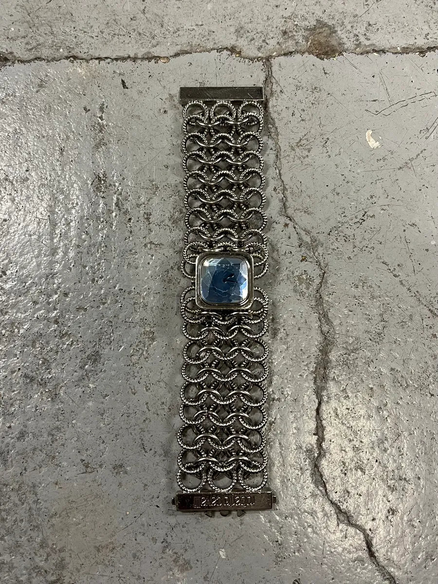 2000s Roberto Cavalli Silver Chain Blue Dial Watch UPFKfJy 3