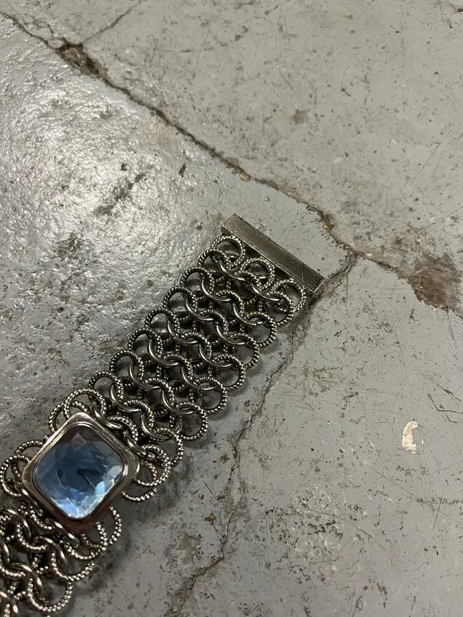 2000s Roberto Cavalli Silver Chain Blue Dial Watch UPFKfJy 5