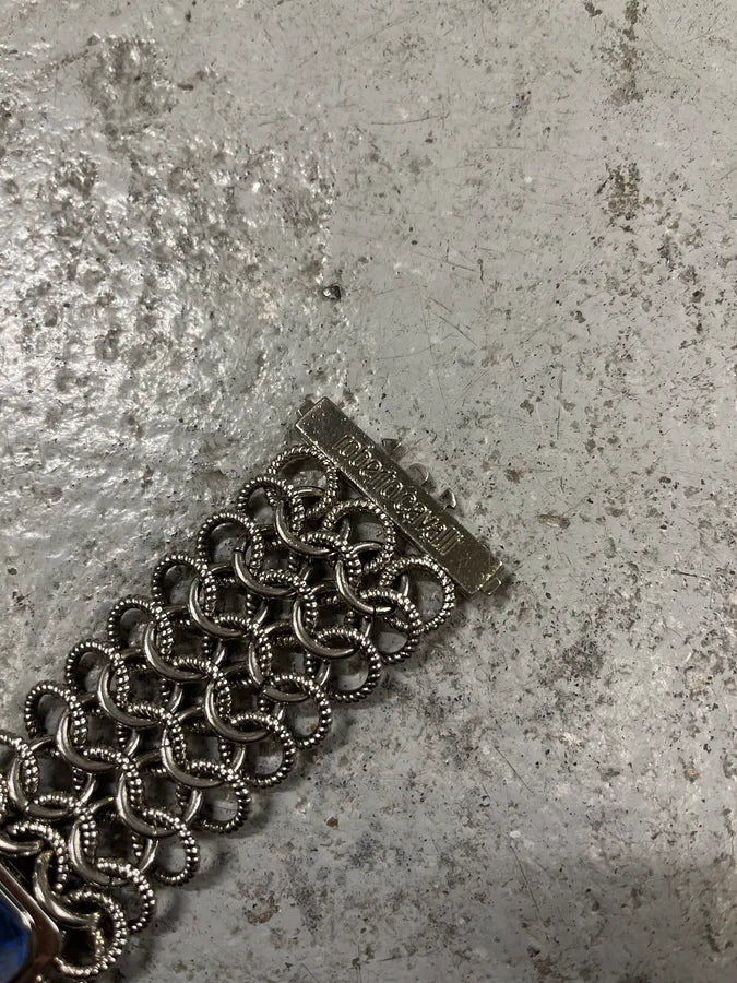 2000s Roberto Cavalli Silver Chain Blue Dial Watch UPFKfJy 6