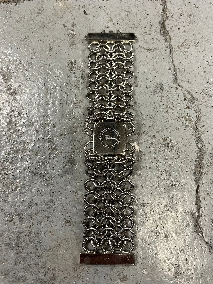 2000s Roberto Cavalli Silver Chain Blue Dial Watch UPFKfJy 7