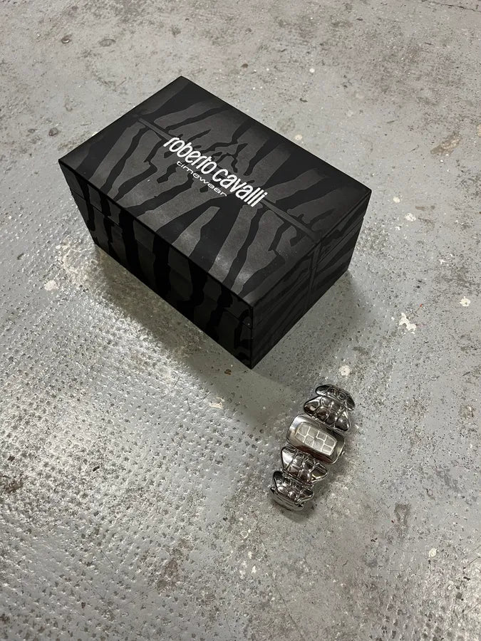 2000s Roberto Cavalli Silver Crocodile Tail Bracelet Watch OEjyTwa 1