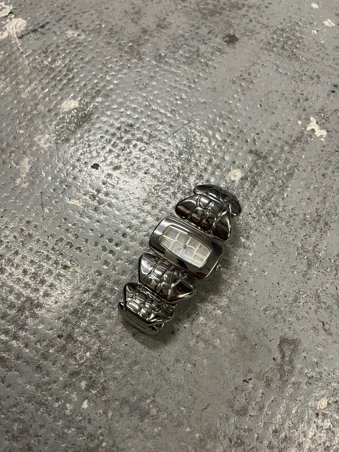 2000s Roberto Cavalli Silver Crocodile Tail Bracelet Watch OEjyTwa 4