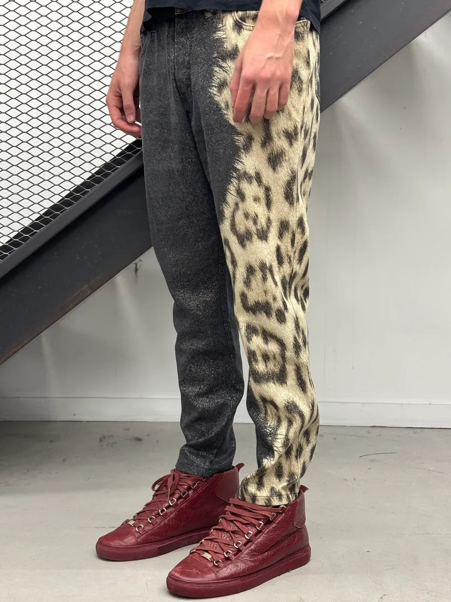 2000s Roberto Cavalli Brut Leopard Irregular Jeans cfIACJU 1