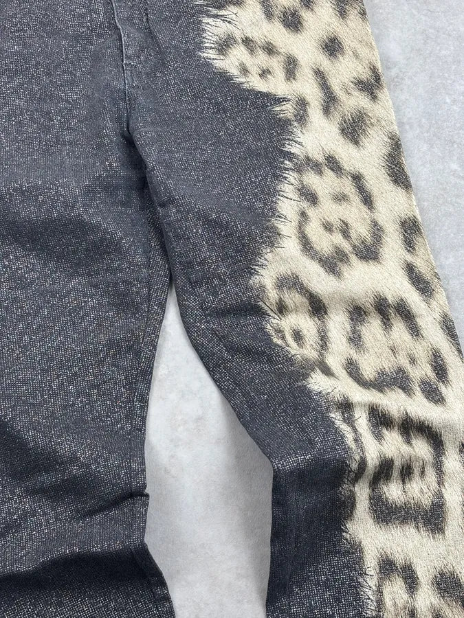 2000s Roberto Cavalli Brut Leopard Irregular Jeans cfIACJU 8