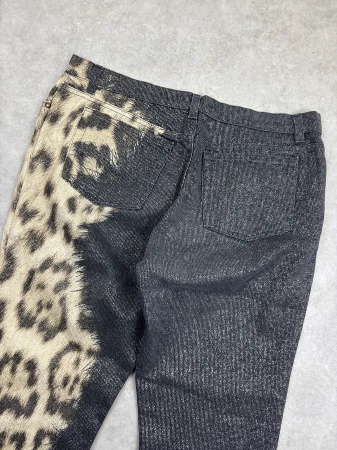 2000s Roberto Cavalli Brut Leopard Irregular Jeans cfIACJU 6